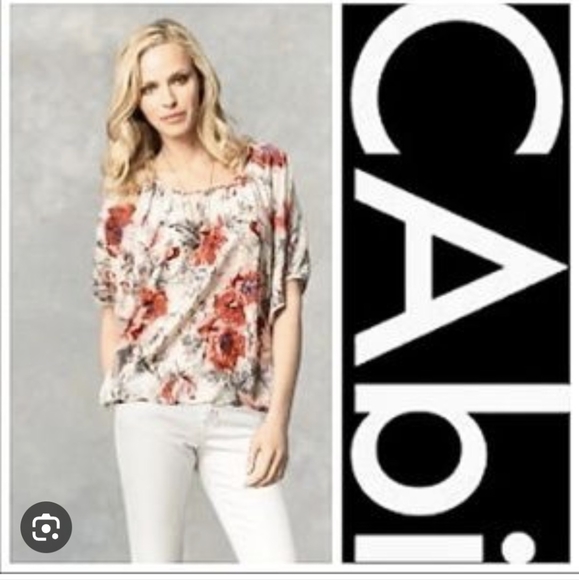 CAbi gypsy floral silk dolman sleeve blouse top sz small *C2 - Picture 2 of 8